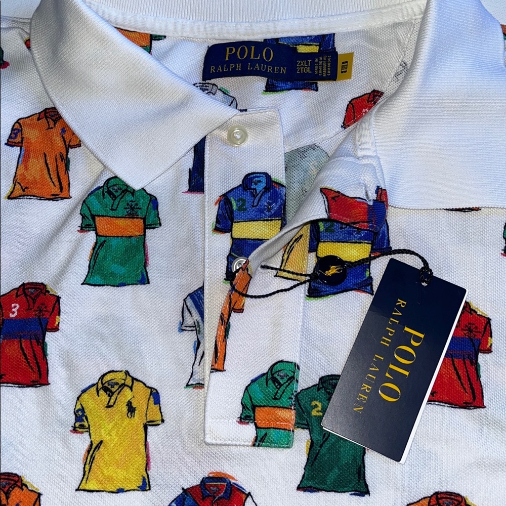 2XLT Polo Ralph Lauren Printed Shirt Cotton Bright Multicolor Mens 2XL Tall $168 - Picture 2 of 12
